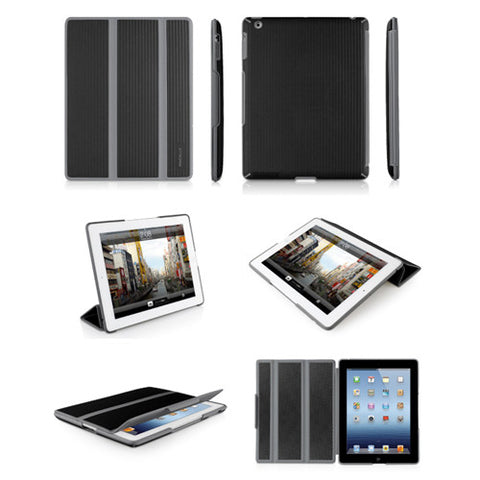 BOOKSTANDB Hardshell Flexible Cases for iPad 3 - Black/Gray